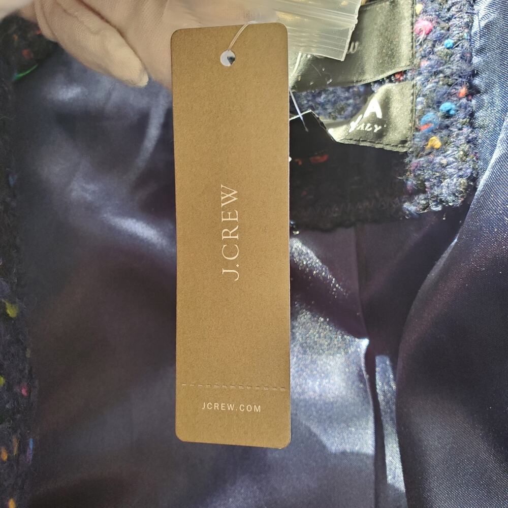 J. Crew Navy Tweed Double-Breasted Coat with Multicolor Speckle - Picture 8 of 11